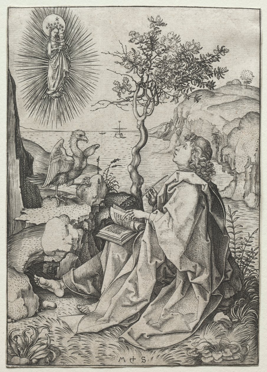 San Juan Evangelista en la isla de Patmos de Martin Schongauer