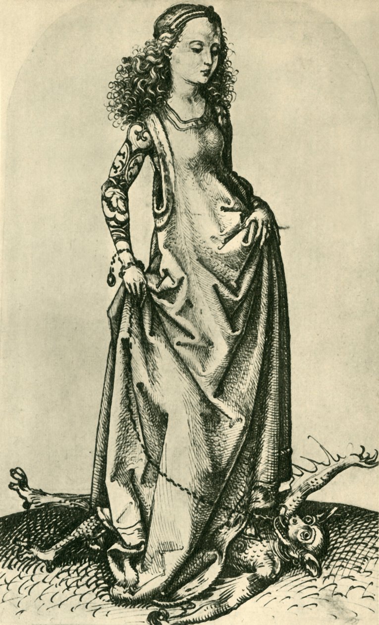 Santa Margarita pisoteando un demonio, mediados-finales del siglo XV, 1943 de Martin Schongauer