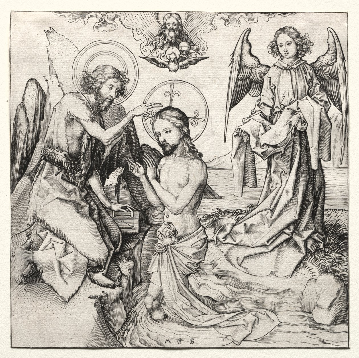 El Bautismo de Cristo en el Jordán de Martin Schongauer