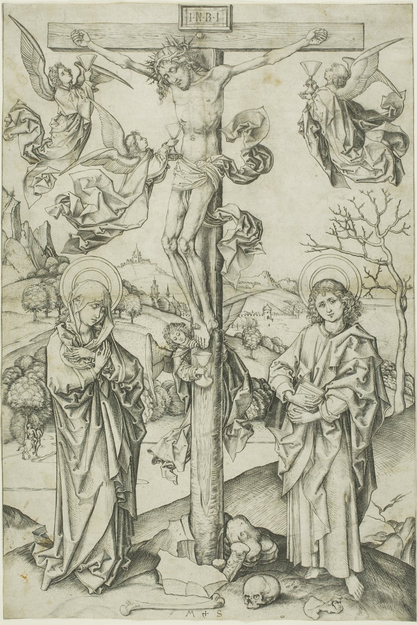 La Crucifixión con cuatro ángeles de Martin Schongauer