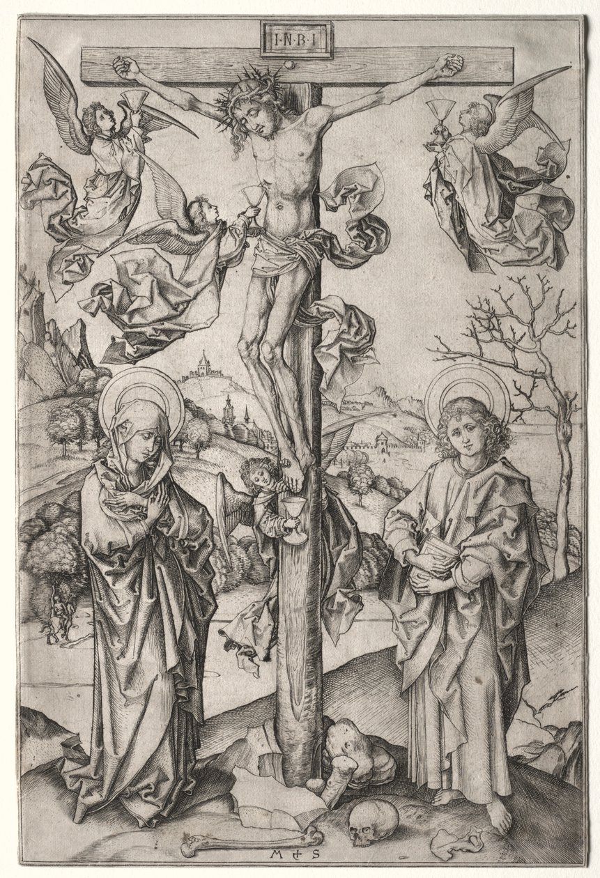 La Crucifixión con Cuatro Ángeles de Martin Schongauer