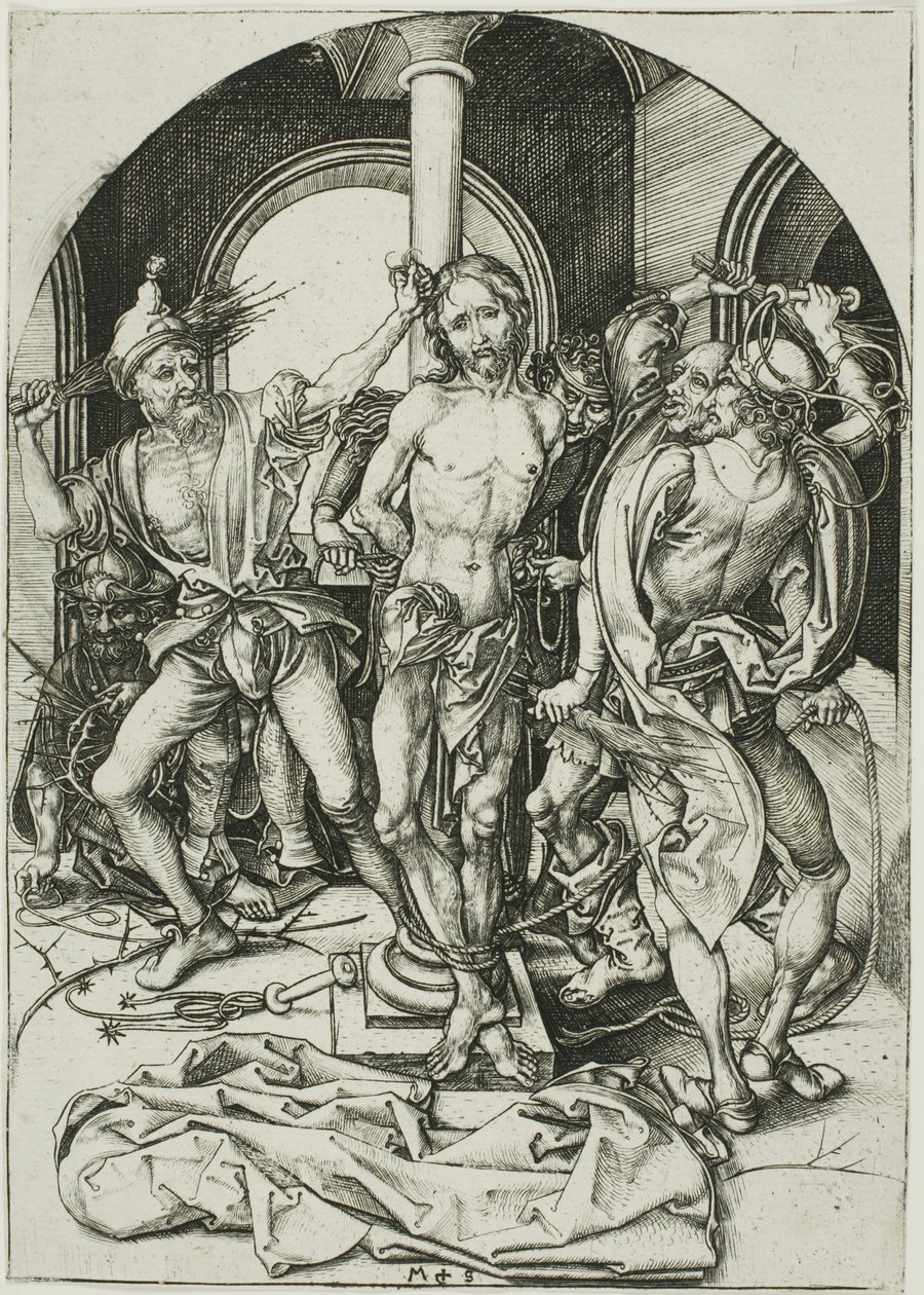 La flagelación, de La Pasión de Martin Schongauer