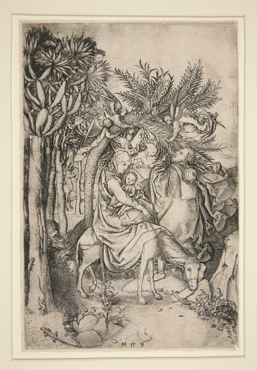La Huida a Egipto, de la serie Vida de la Virgen de Martin Schongauer