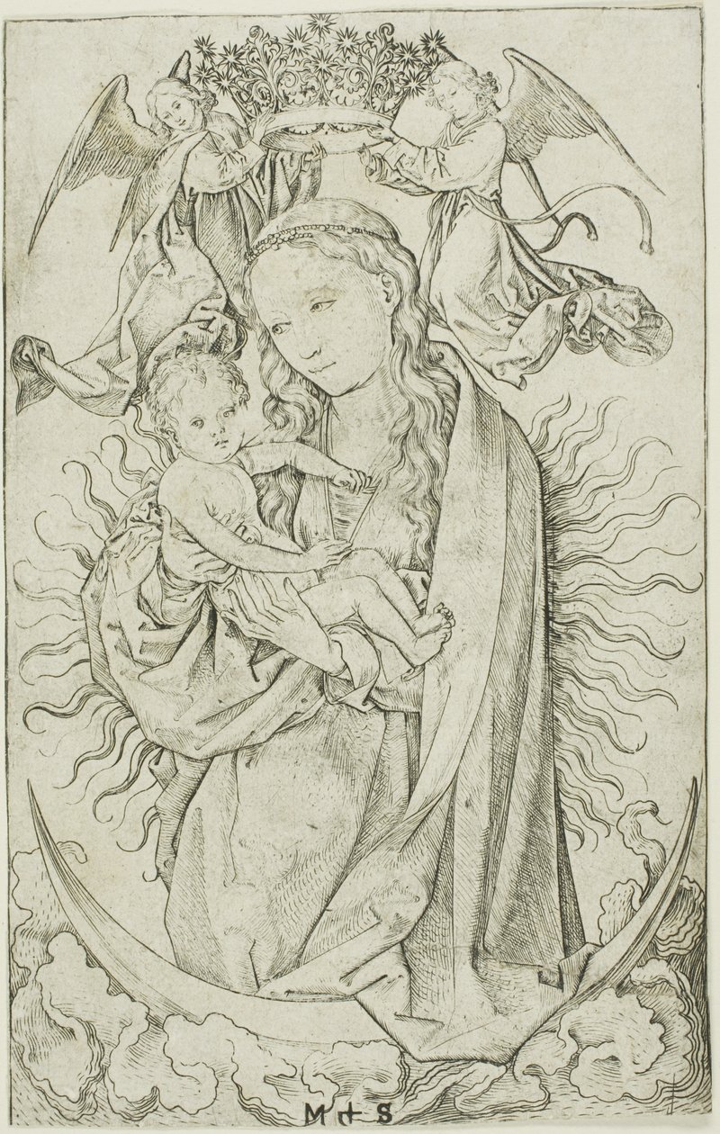 La Virgen de la Media Luna coronada por dos ángeles de Martin Schongauer
