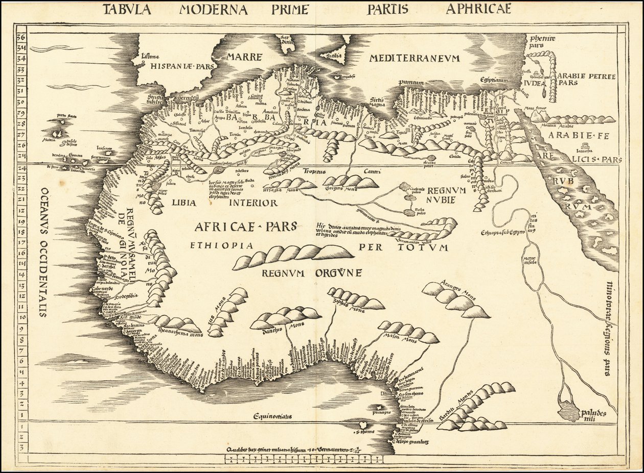 Mapa del norte de África de 1513 por Martin Waldseemüller de Martin Waldseemuller