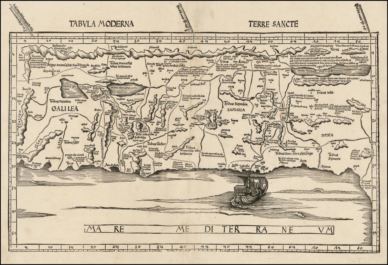 Mapa de Palestina de 1513 por Martin Waldseemüller de Martin Waldseemuller