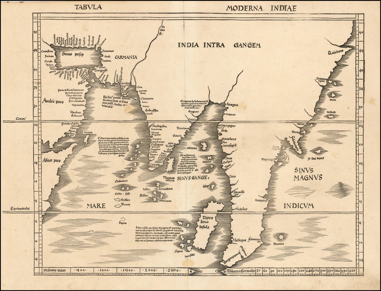 Mapa de Asia meridional y sudoriental de 1513, por Martin Waldseemüller de Martin Waldseemuller