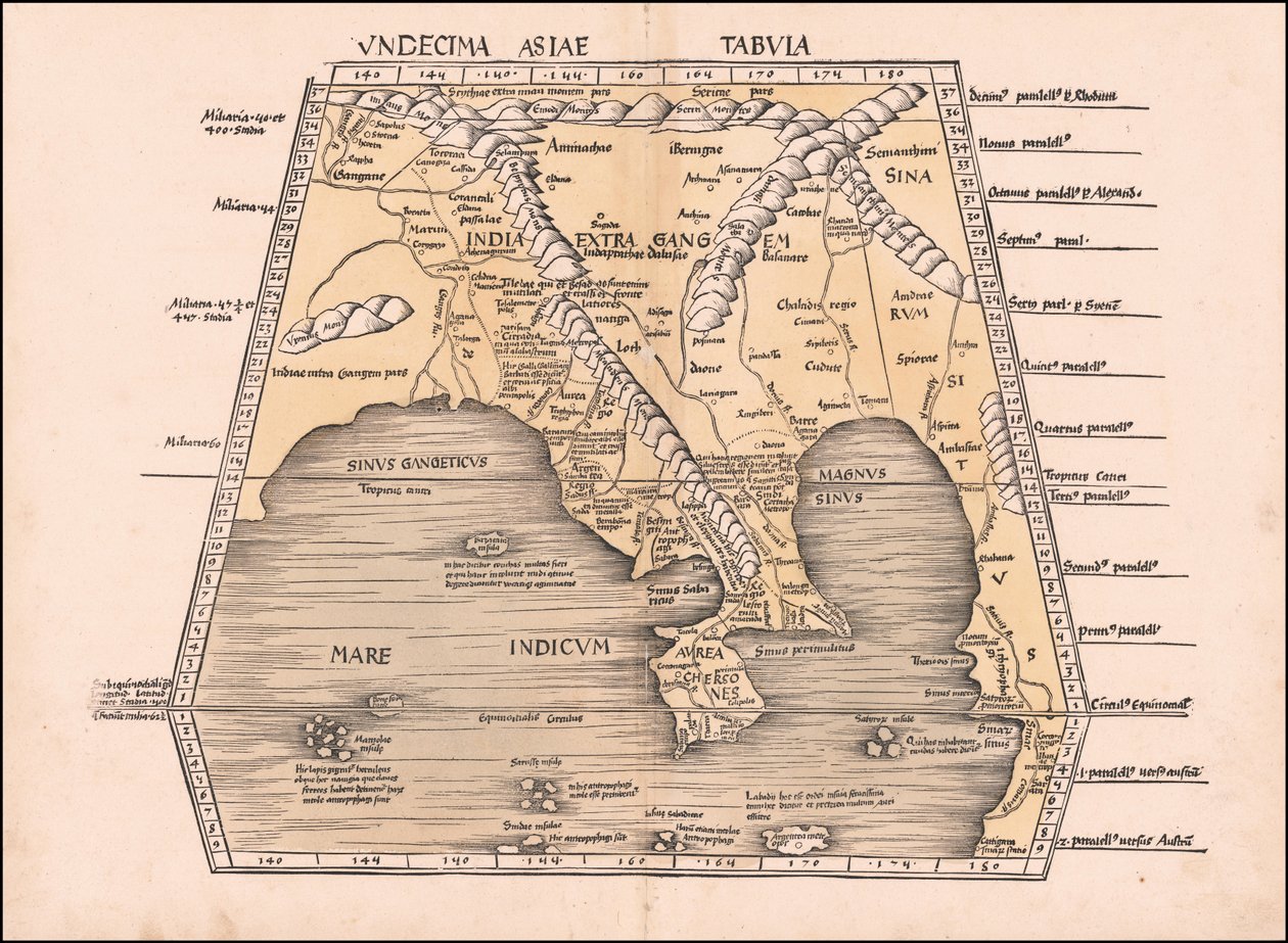 1513 del Sudeste Asiático, China e India mapa de Martin Waldseemüller de Martin Waldseemuller