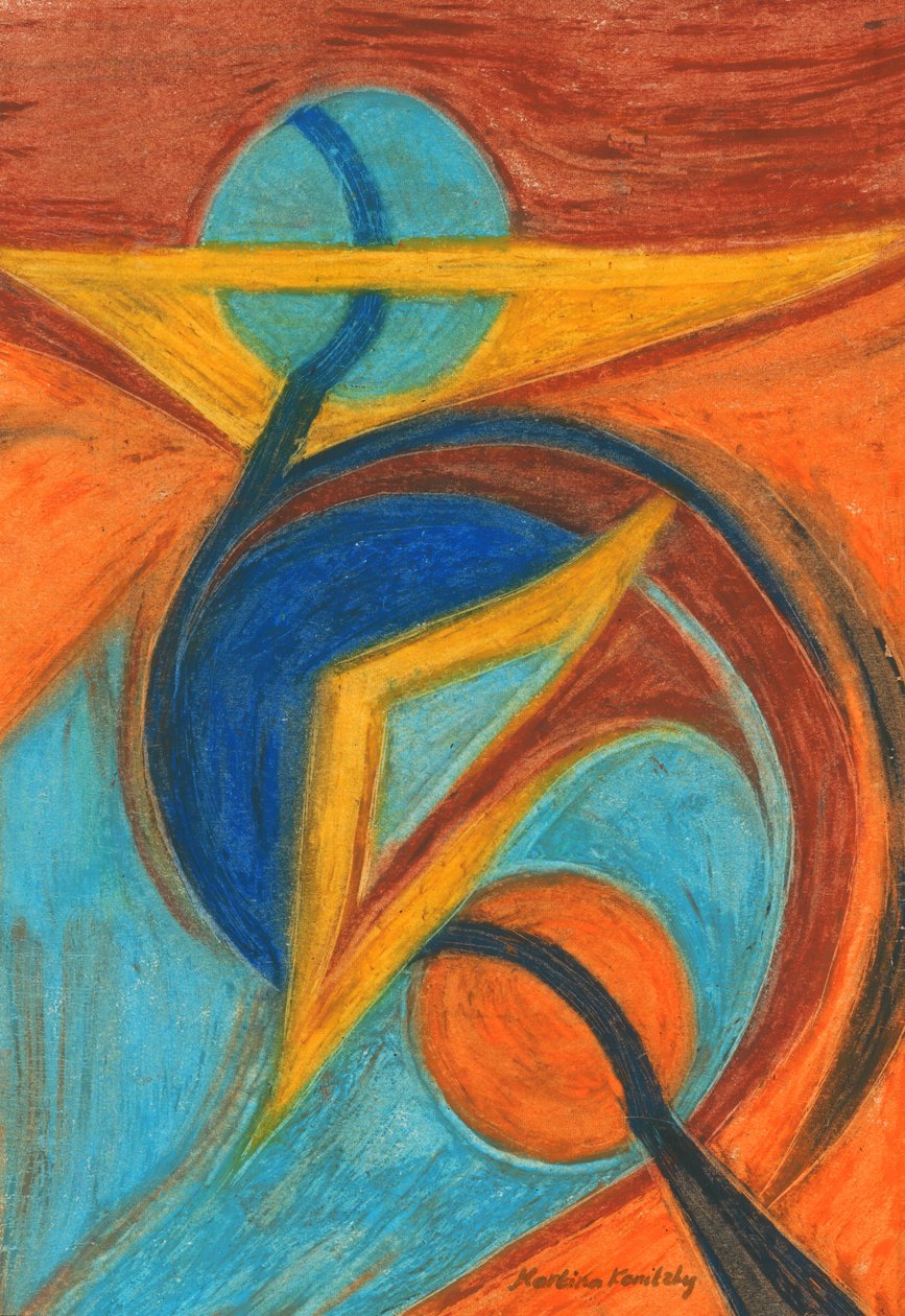 Marrón naranja amarillo azul abstracto de Martina Konitzky