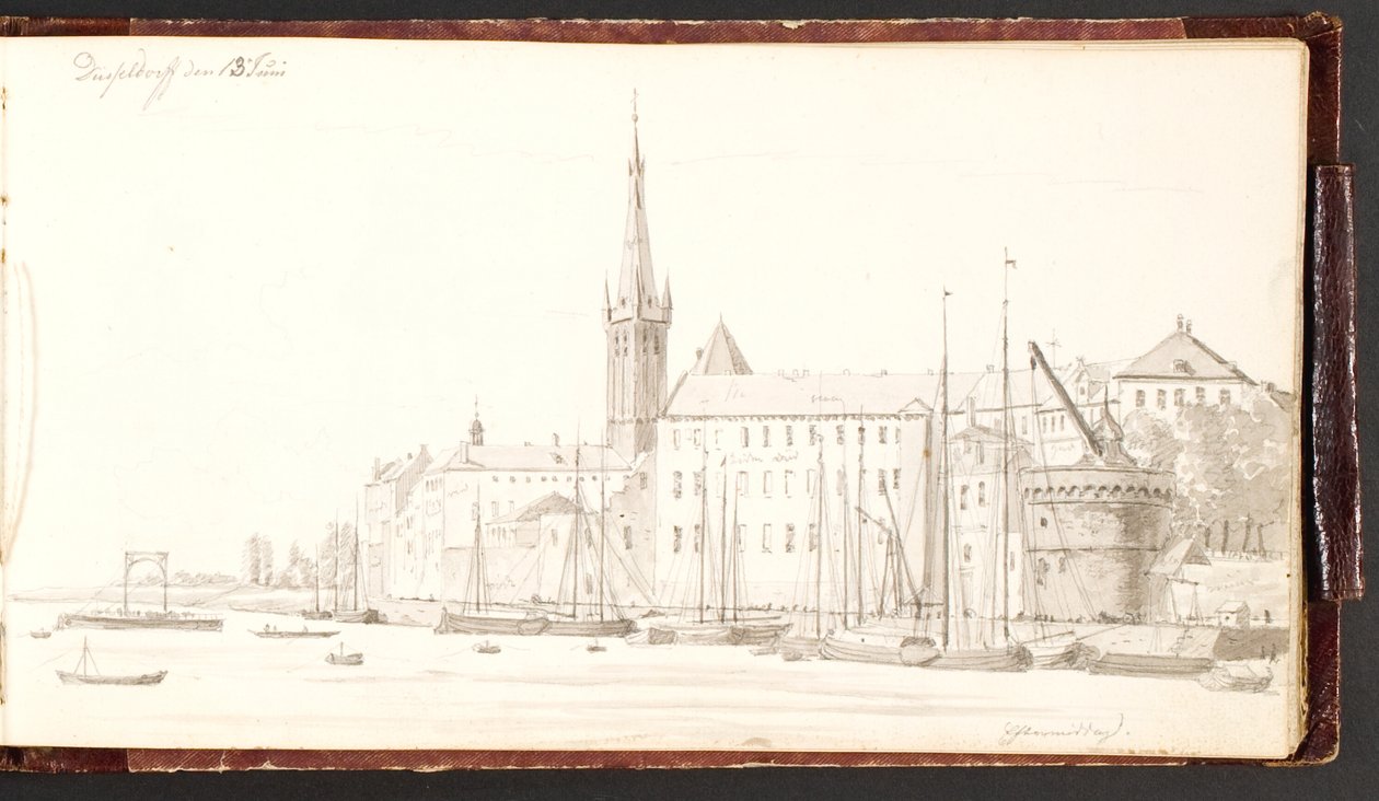Düsseldorf vista desde el Rin de Martinus Rørbye