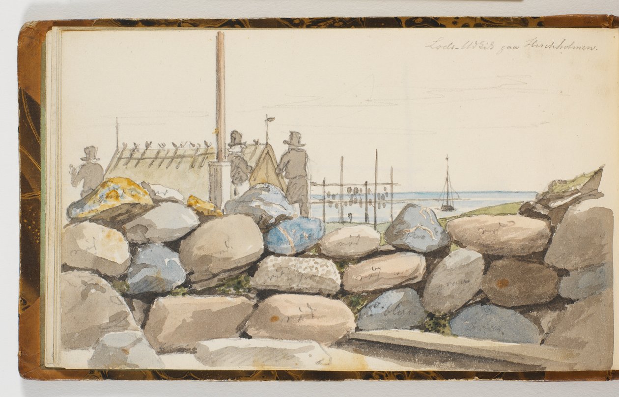Paisaje costero con grandes piedras en primer plano de Martinus Rørbye