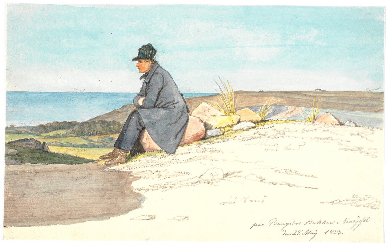Hombre sentado en las colinas de Bangsbo, Vendsyssel, 22 de mayo de 1833 de Martinus Rørbye