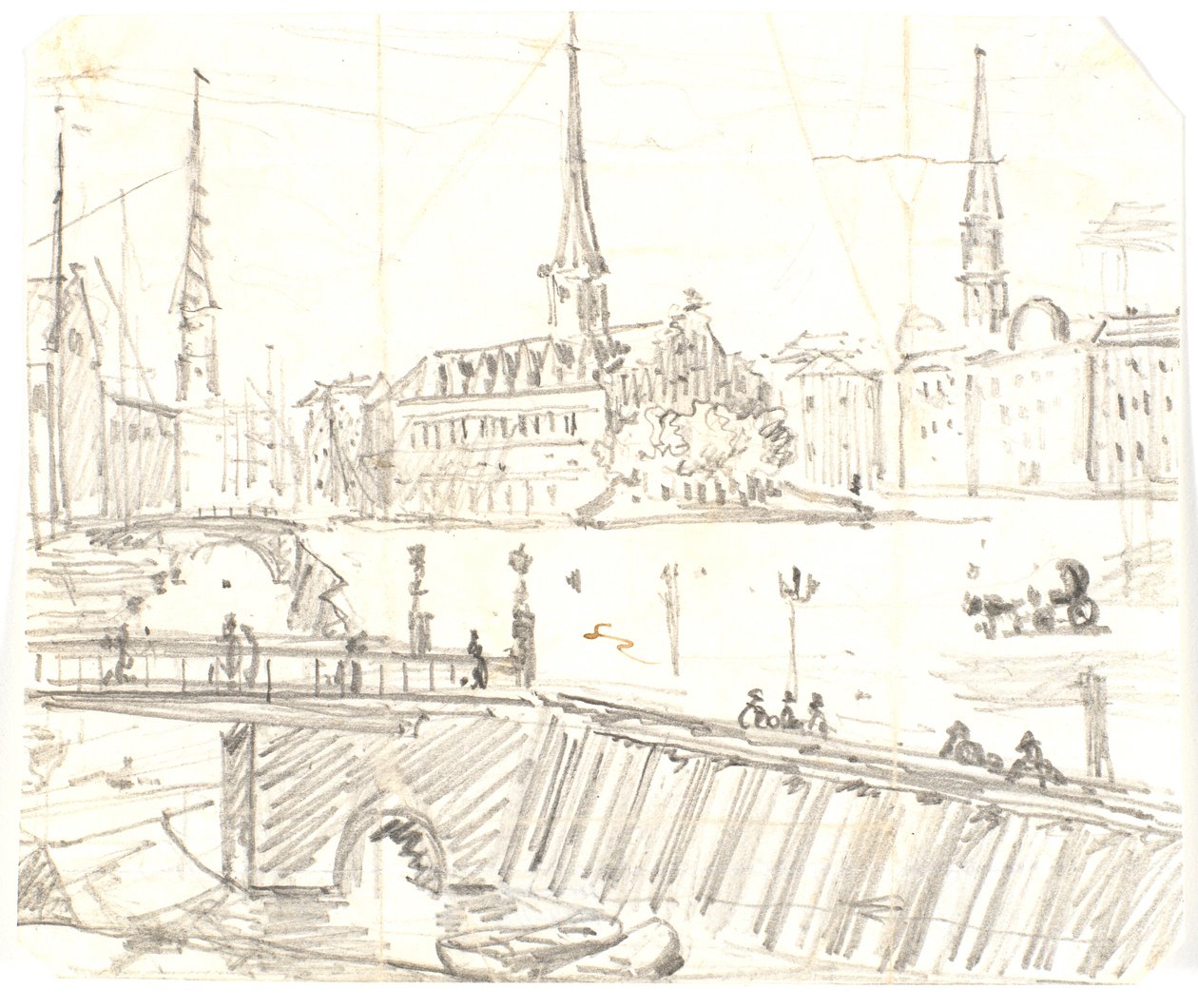 Vista desde Gl. Strand sobre Højbro hacia la Bolsa de Martinus Rørbye