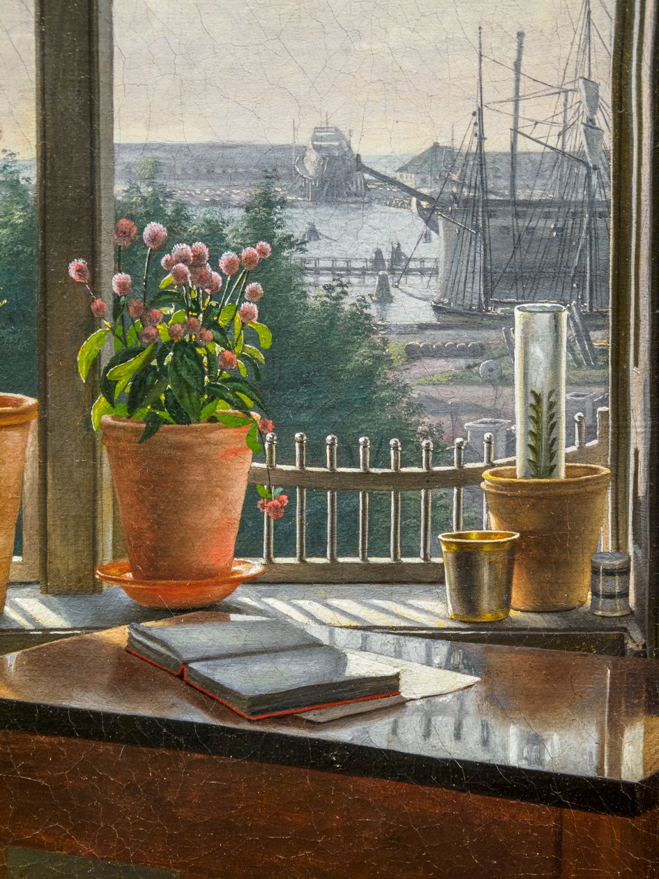 Vista frontal de la ventana del artista, detalle de Martinus Rorbye
