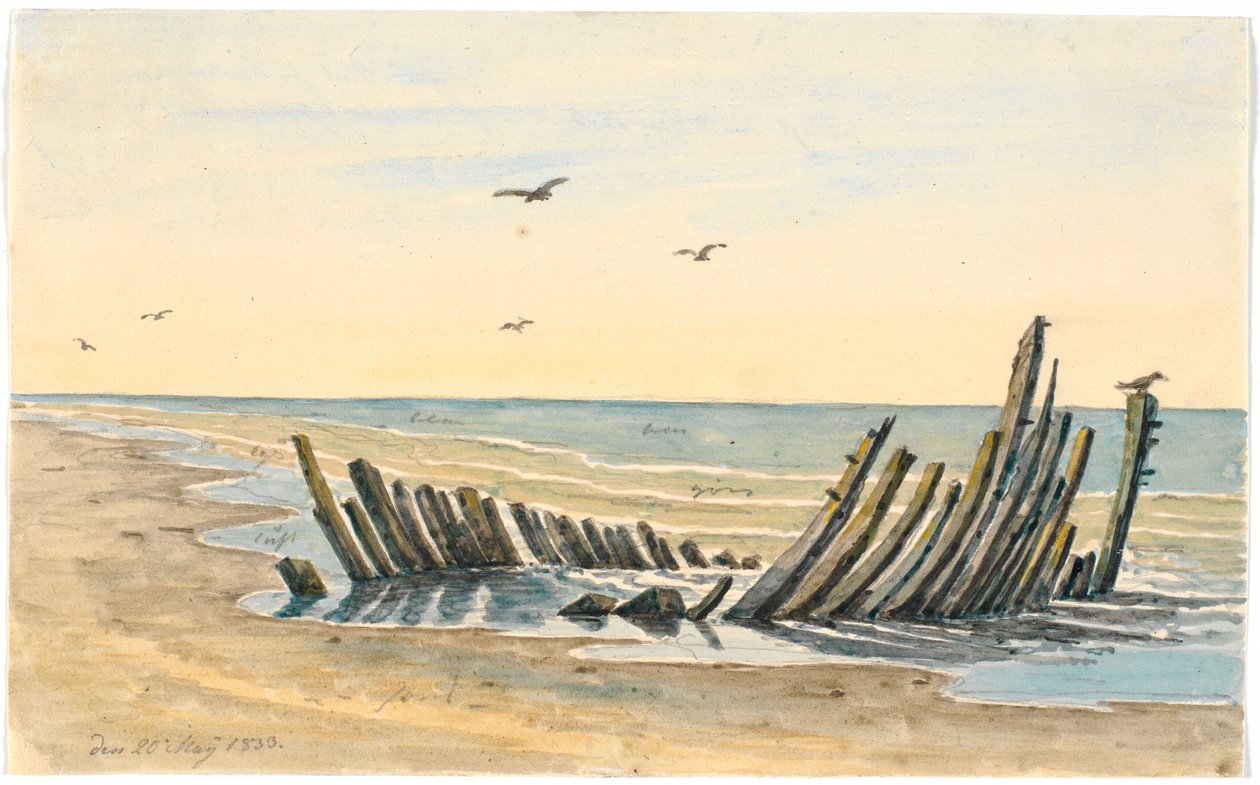 Naufragio en la playa Nordstranden, hundido el 9 de mayo de 1832 de Martinus Rørbye