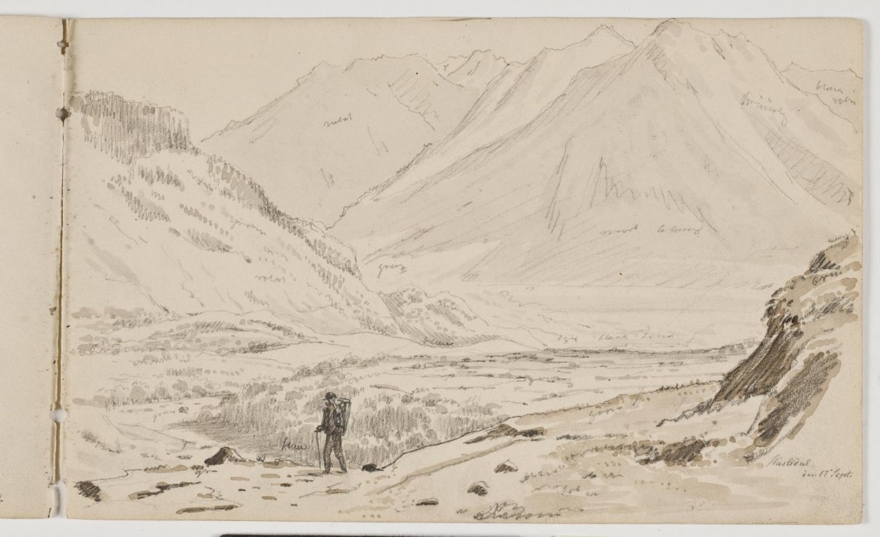 Paisaje montañoso con caminante de Martinus Rørbye