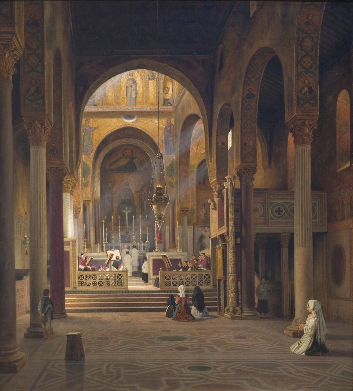 Interior de la Capilla Palatina en Palermo, Italia de Martinus Rørbye