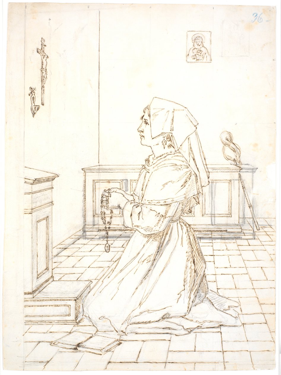 Mujer arrodillada en oración de Martinus Rørbye