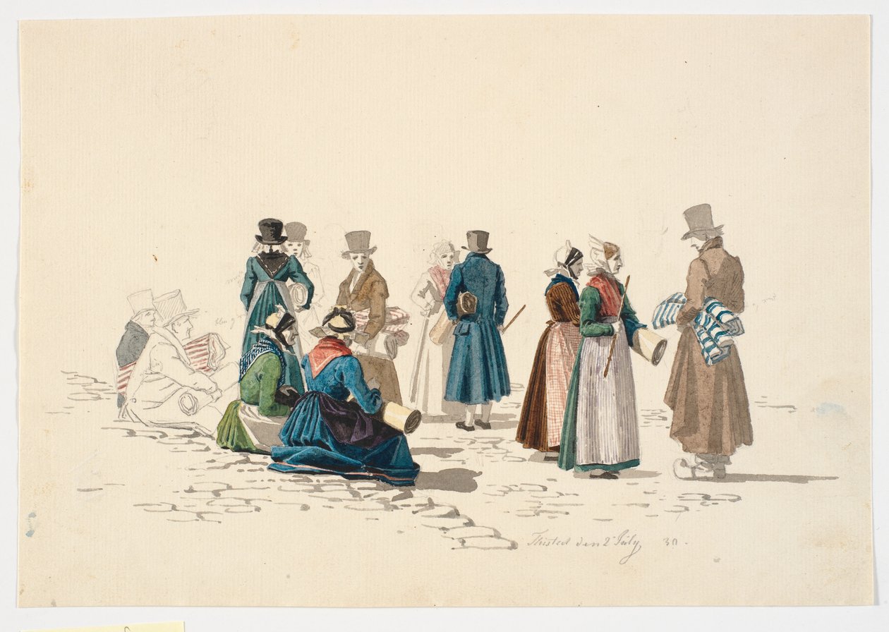 Escena de la plaza del mercado en Thisted de Martinus Rørbye
