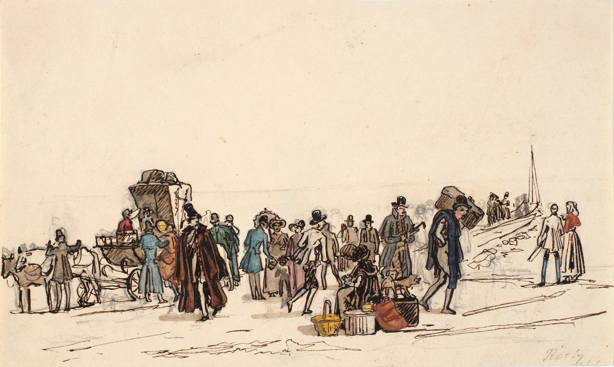 Estudio para "El muelle en Horten en el fiordo de Christiania" de Martinus Rørbye