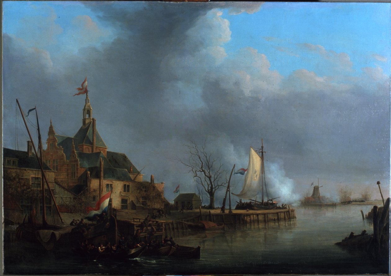 Holandés: El bombardeo de Dordrecht por los franceses el 24 de noviembre de 1813 de Martinus Schouman
