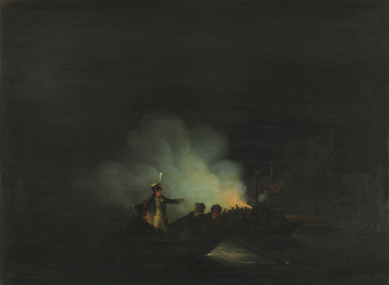 Holandés: La travesía de Matthijs Beelaerts, comandante de la Guardia Nacional, a Papendrecht la noche del 22 de noviembre de 1813 de Martinus Schouman