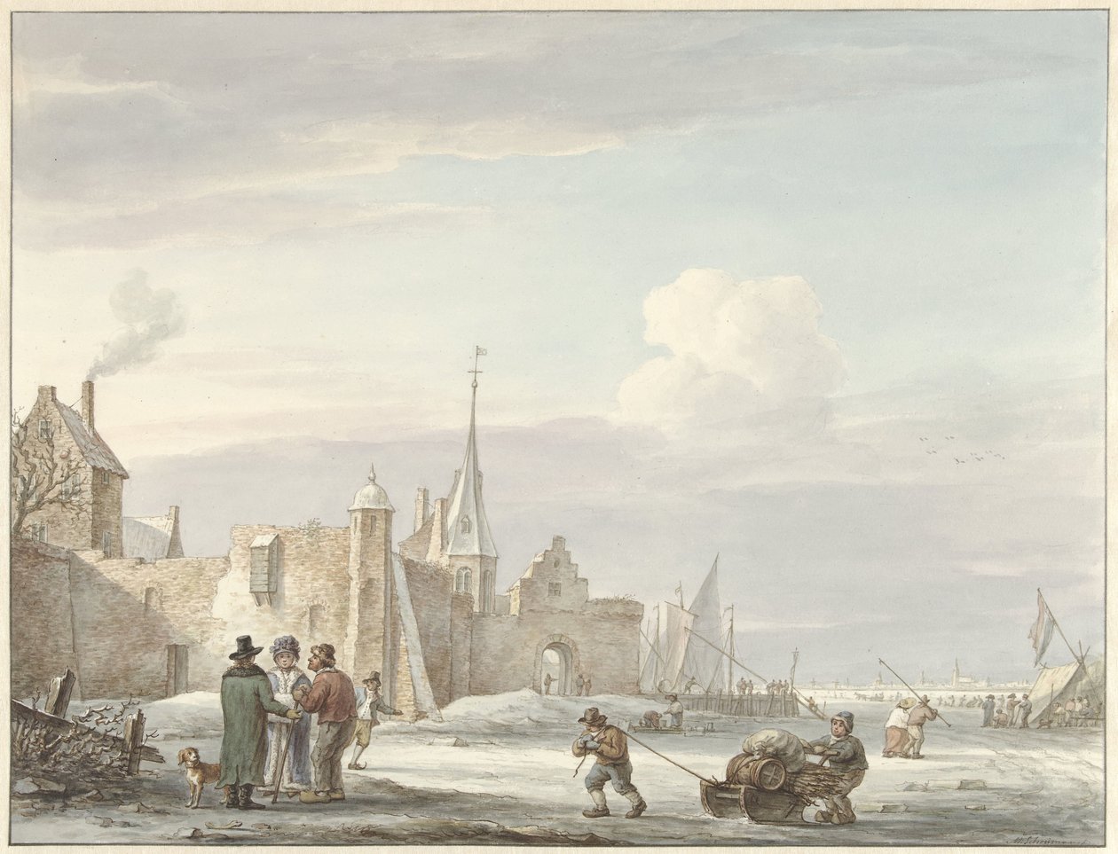 Paisaje urbano en invierno de Martinus Schouman