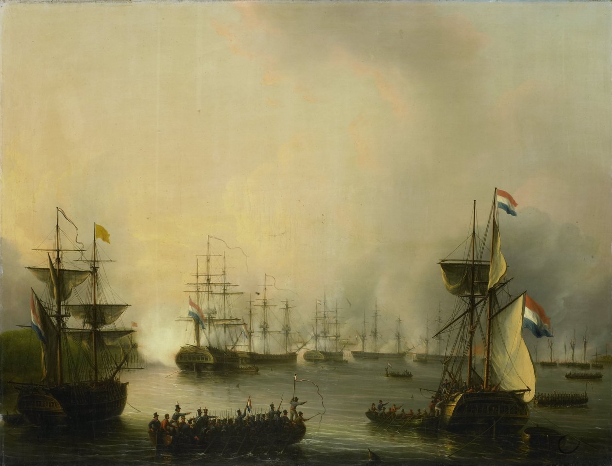 El bombardeo de Palembang, Sumatra, 24 de junio de 1821 de Martinus Schouman
