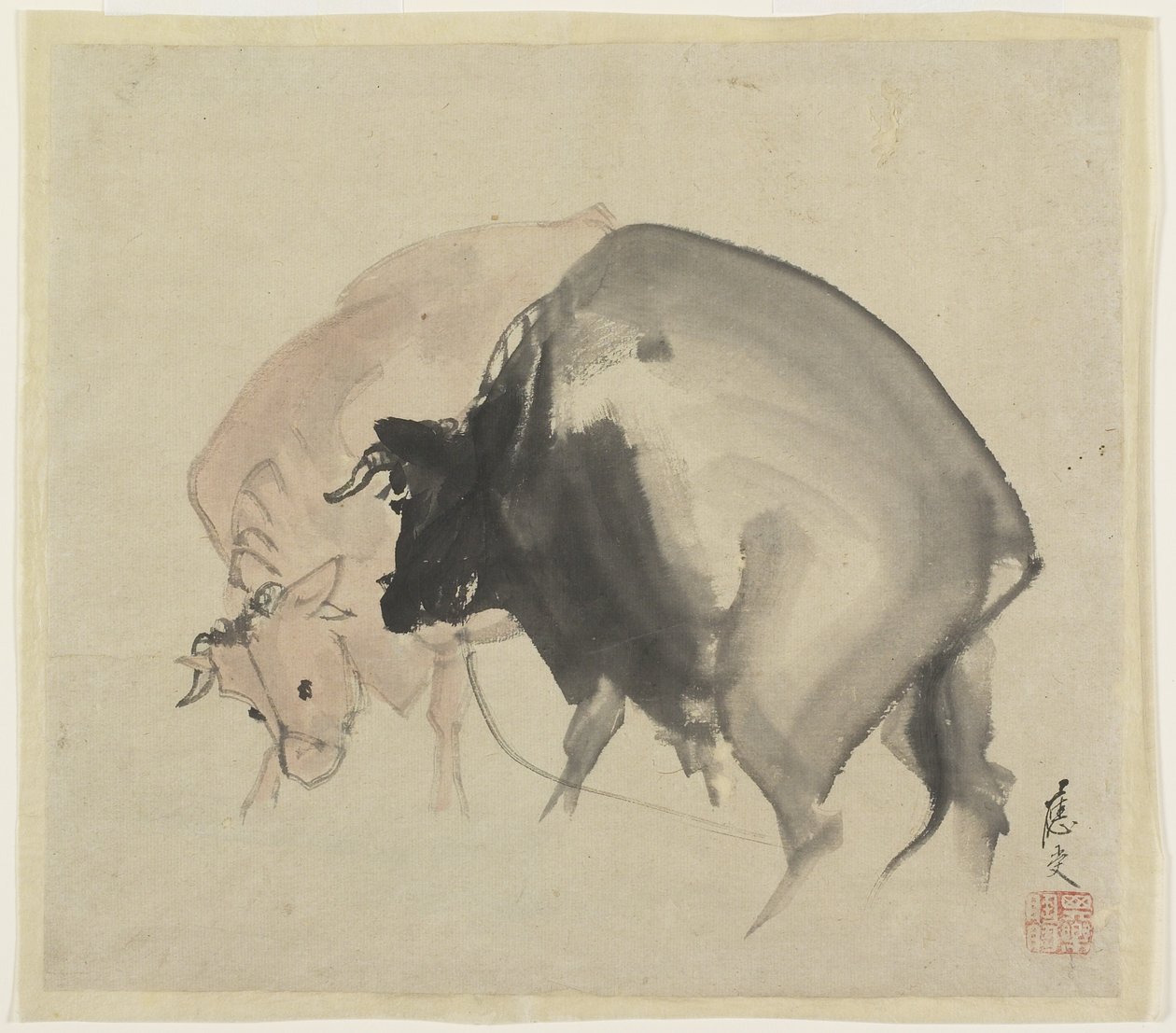 Dos toros, c.1810 de Maruyama Oju