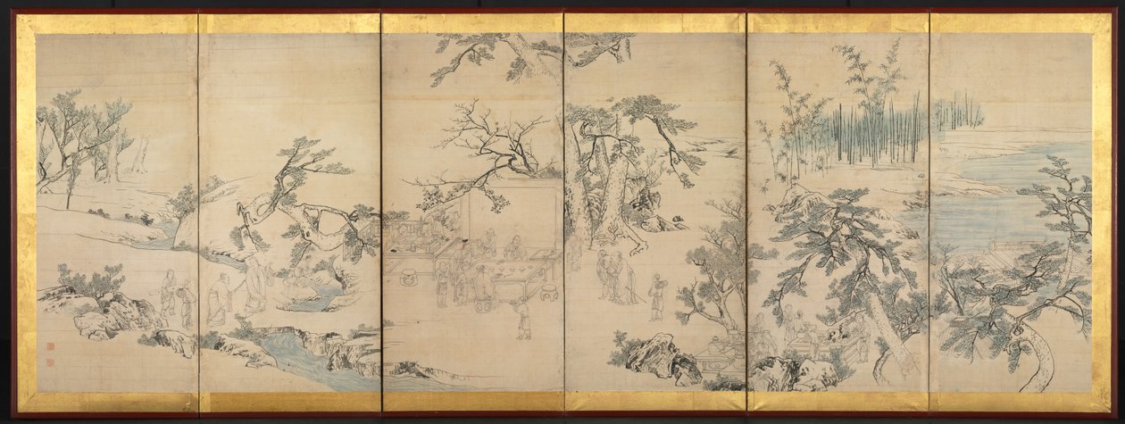 Reunión literaria en el Pabellón de las Orquídeas, finales de 1700s de Maruyama Okyo
