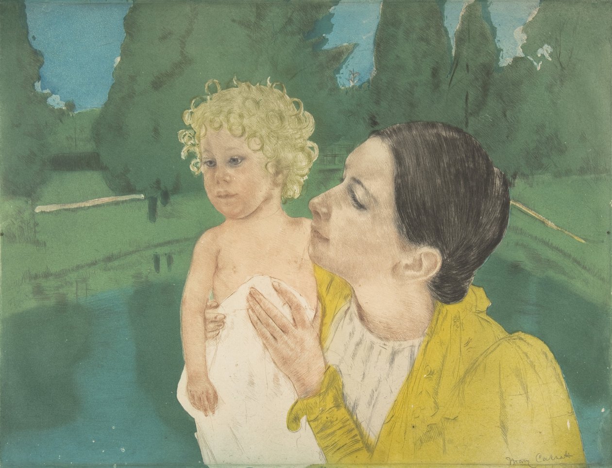junto al estanque de Mary Cassatt