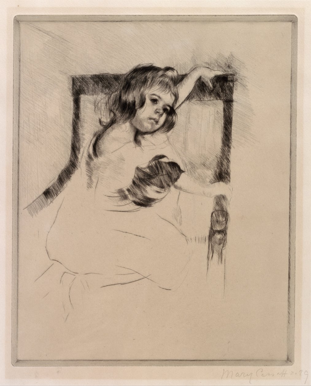 Arrodillado en un Sillón de Mary Cassatt