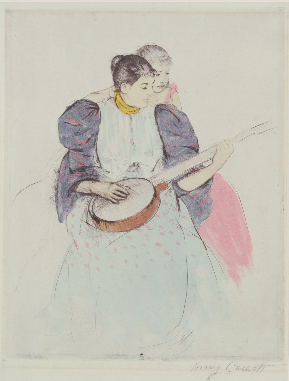 La lección de banjo, 1893 de Mary Cassatt