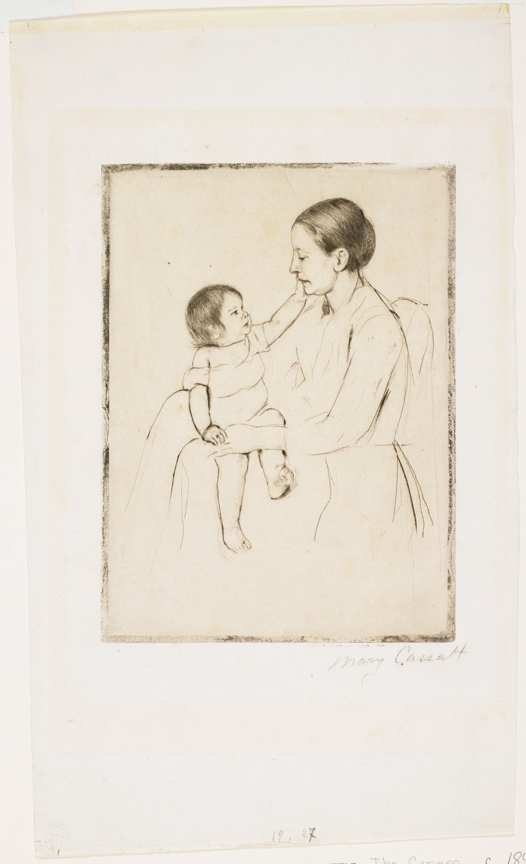 La caricia, c. 1891 de Mary Cassatt