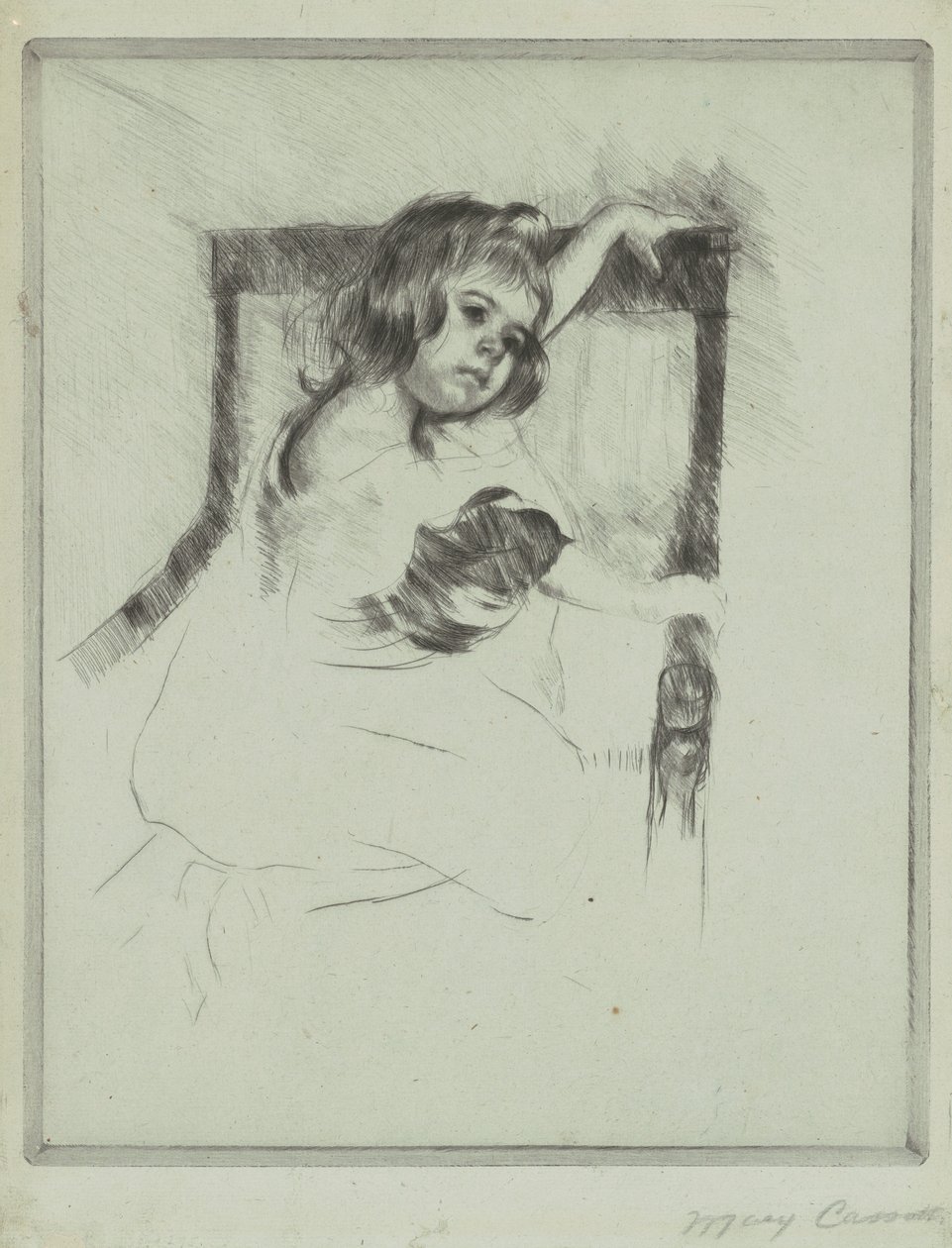 Arrodillado en un sillón de Mary Cassatt