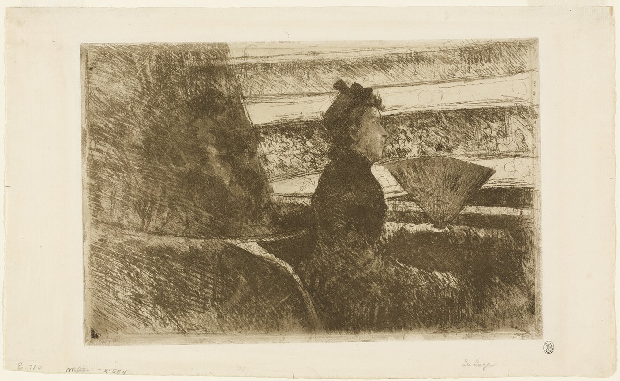 Dama de negro, en un palco, mirando a la derecha de Mary Cassatt