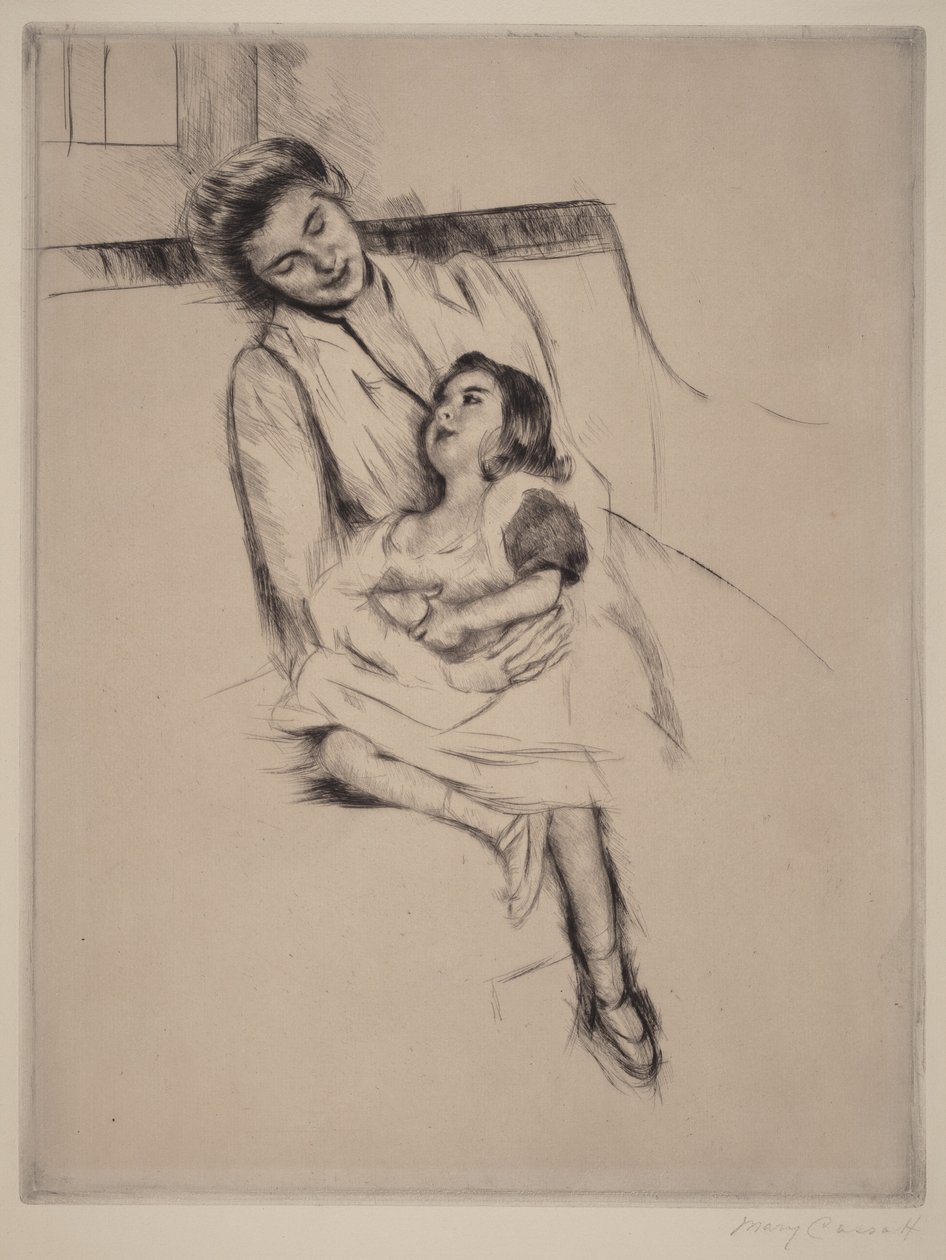 Reine y Margot sentadas en un sofá (n.º 2) de Mary Cassatt