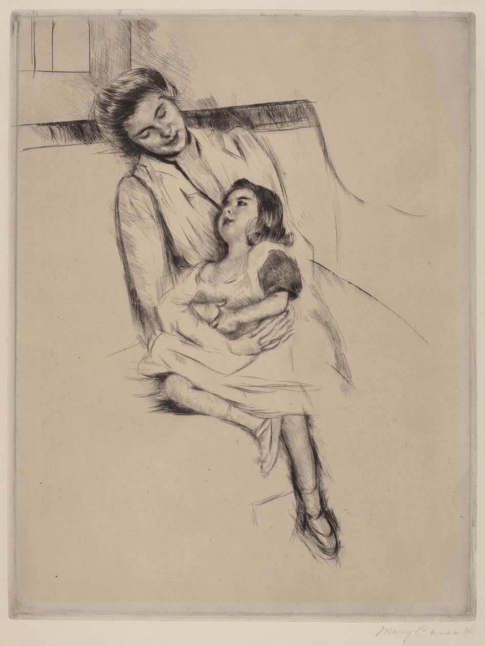 Reine y Margot sentadas en un sofá No. 2 de Mary Cassatt