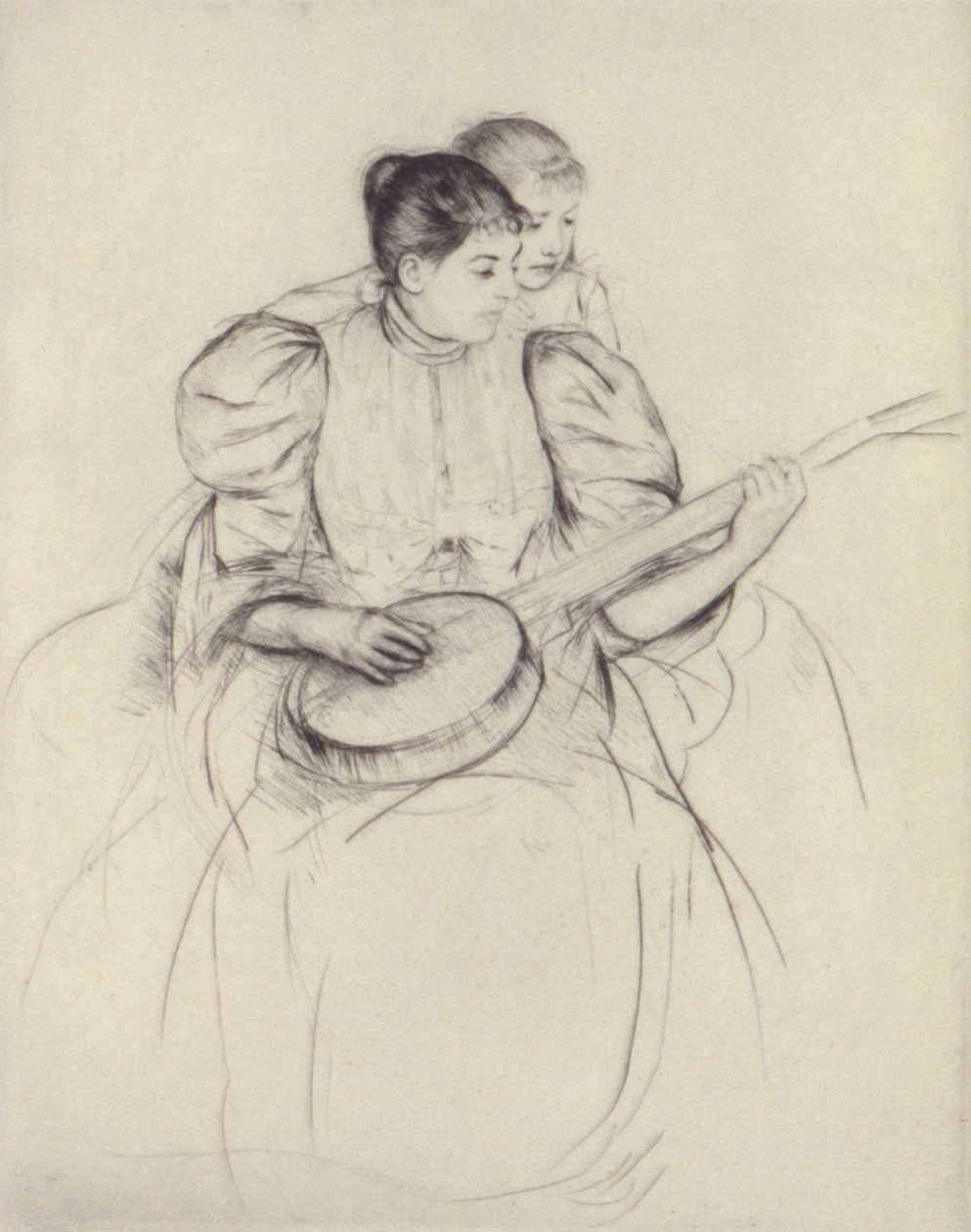 La lección de banjo de Mary Cassatt