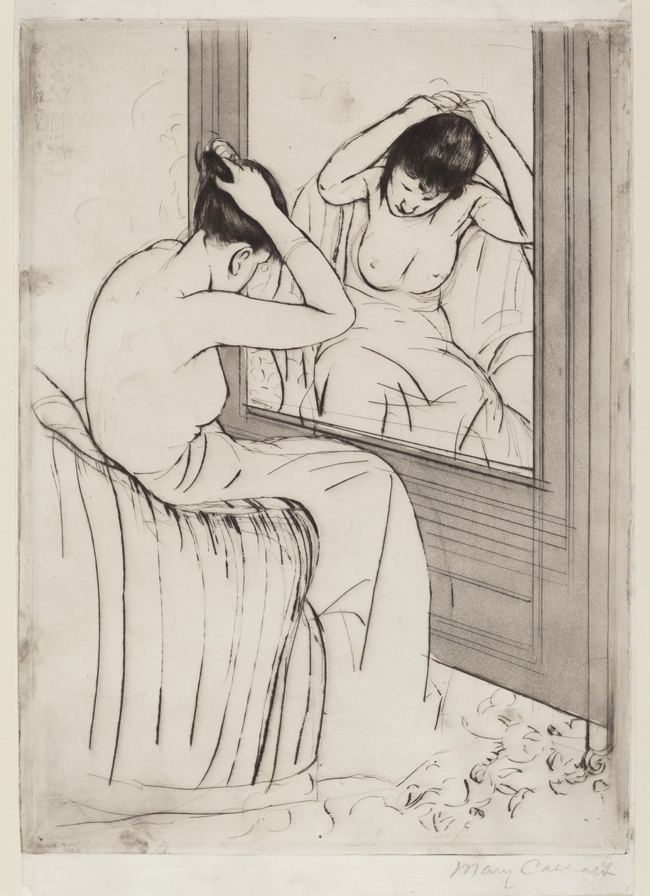 El peinado, 1890-1891 de Mary Cassatt