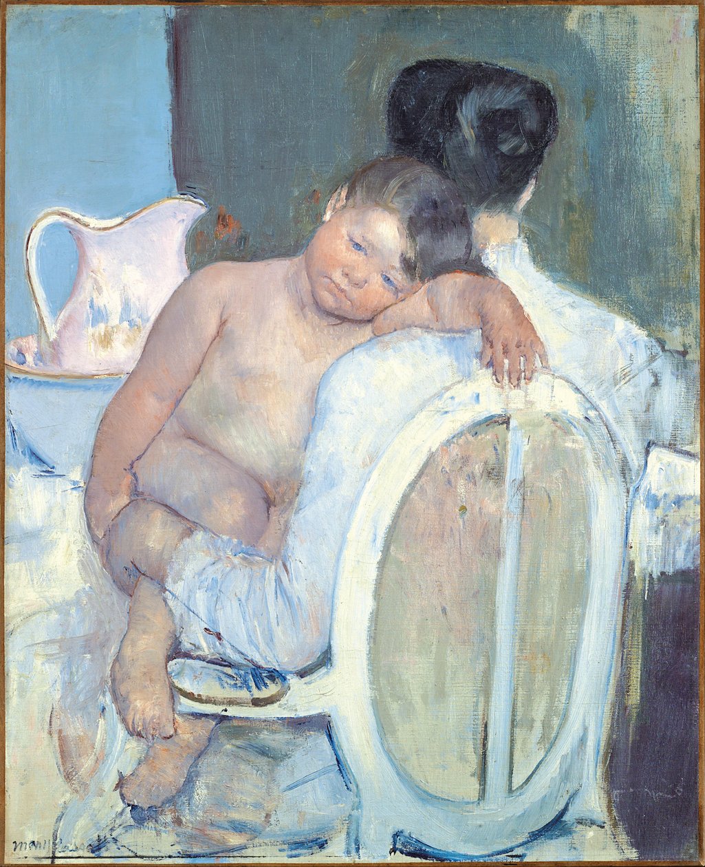 Mujer sentada con un niño en brazos de Mary Cassatt