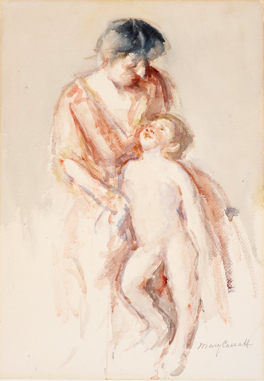 mujer con niño desnudo a su izquierda de Mary Cassatt