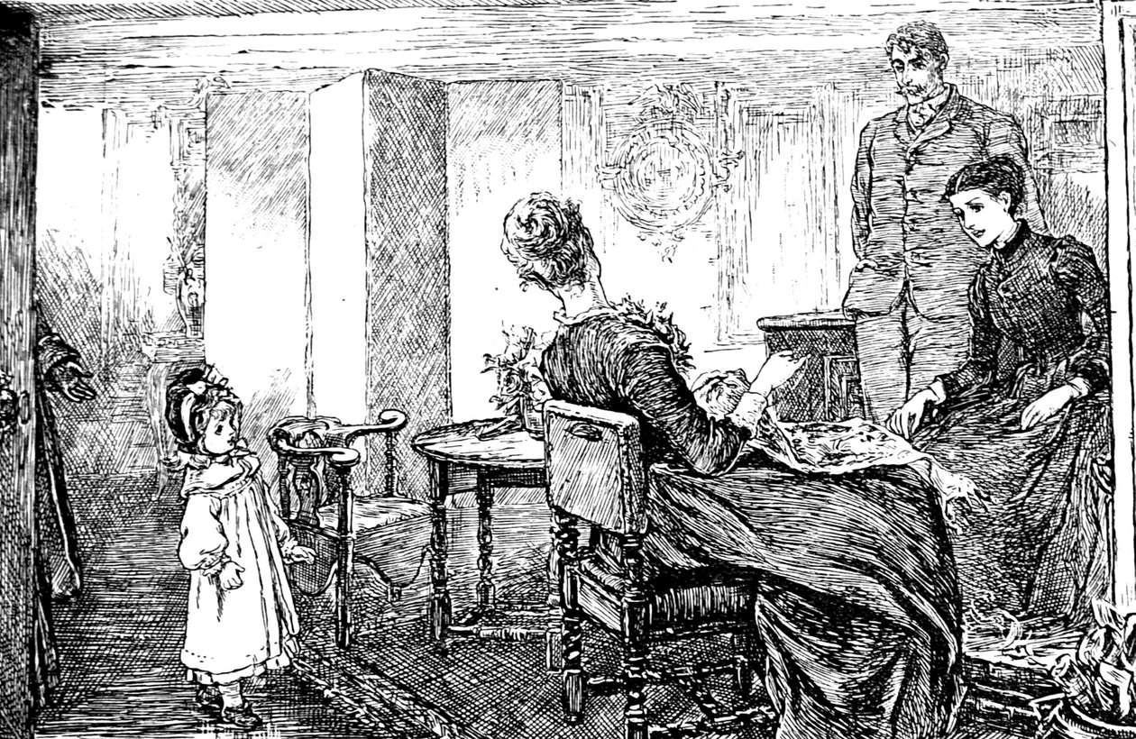 Una niña pequeña con su tía y tío que la cuidan por la tarde de Mary Ellen Edwards