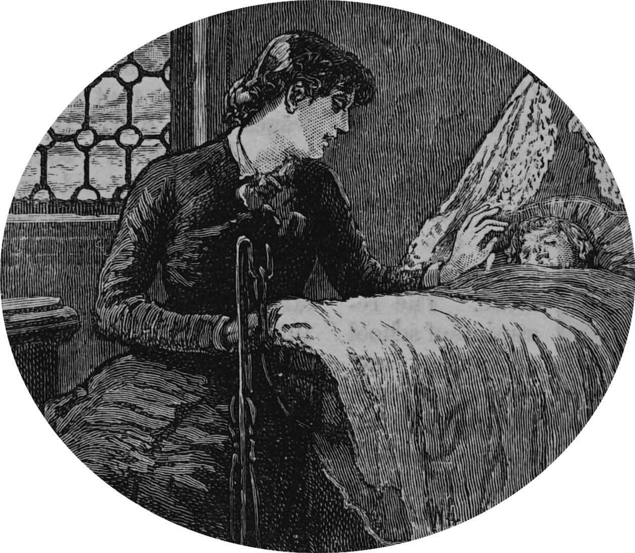 Una madre revisando a su hijo dormido de Mary Ellen Edwards