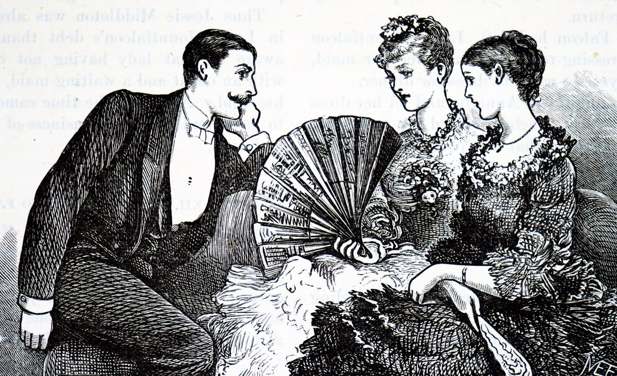 Una joven rica usando un abanico de Mary Ellen Edwards