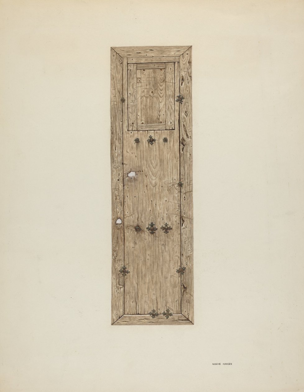 Puerta con tachuelas de cobre, una de un par, c. 1939 de Mary Hansen