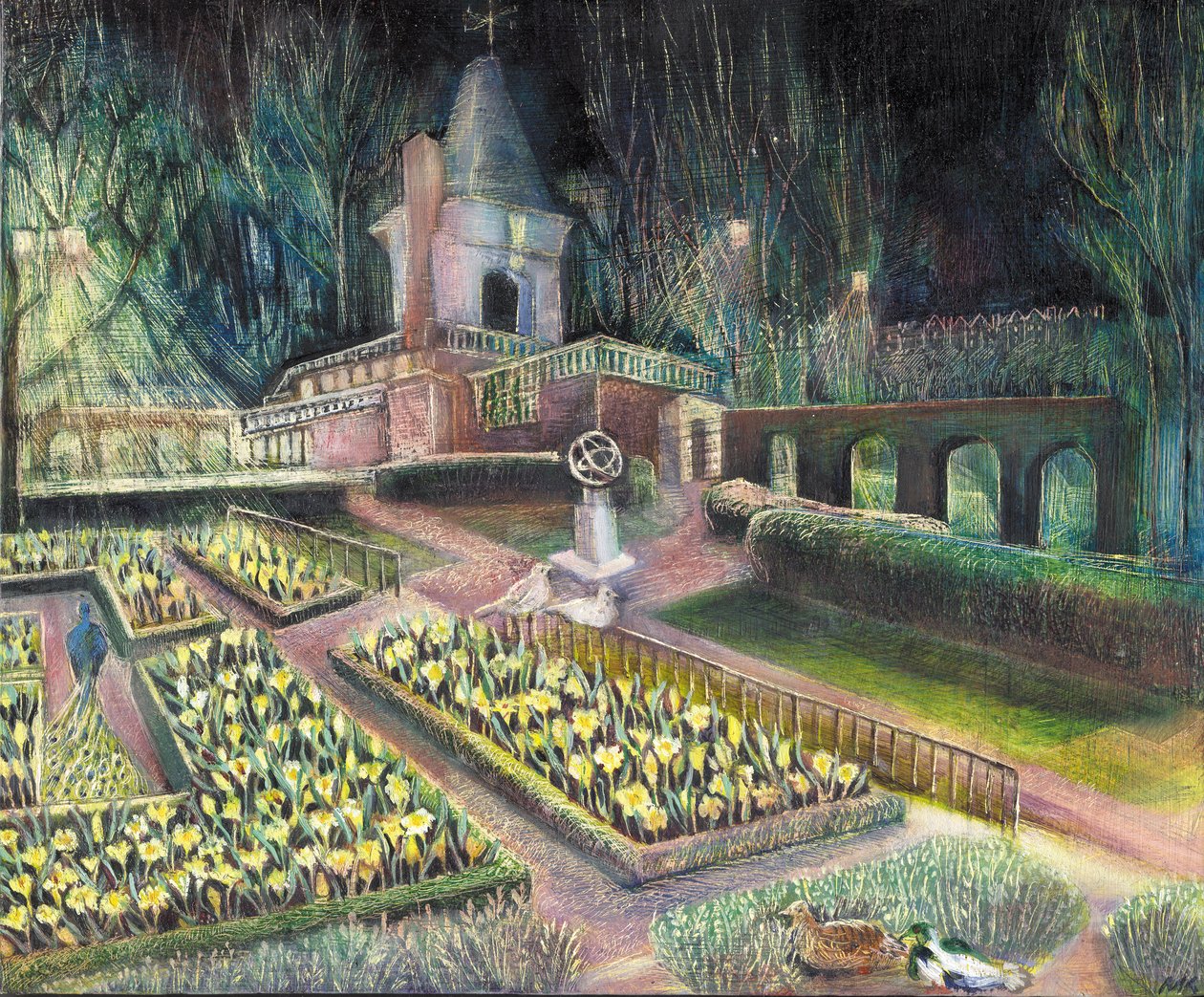 Flower Garden, Holland park, 2002 (óleo sobre bardo) de Mary Kuper