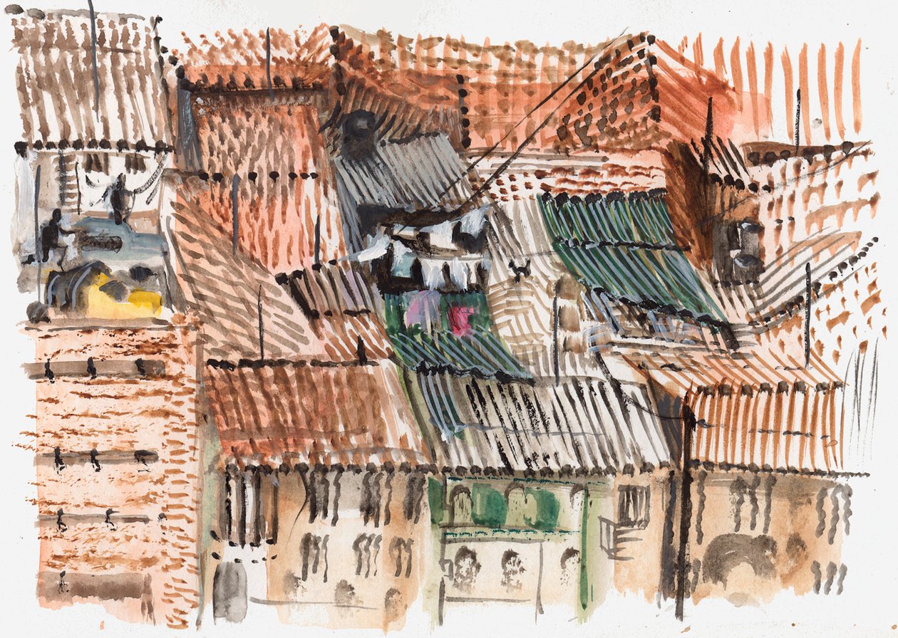 Azoteas, Bogotá, 2008 (pluma y acuarela) de Mary Kuper