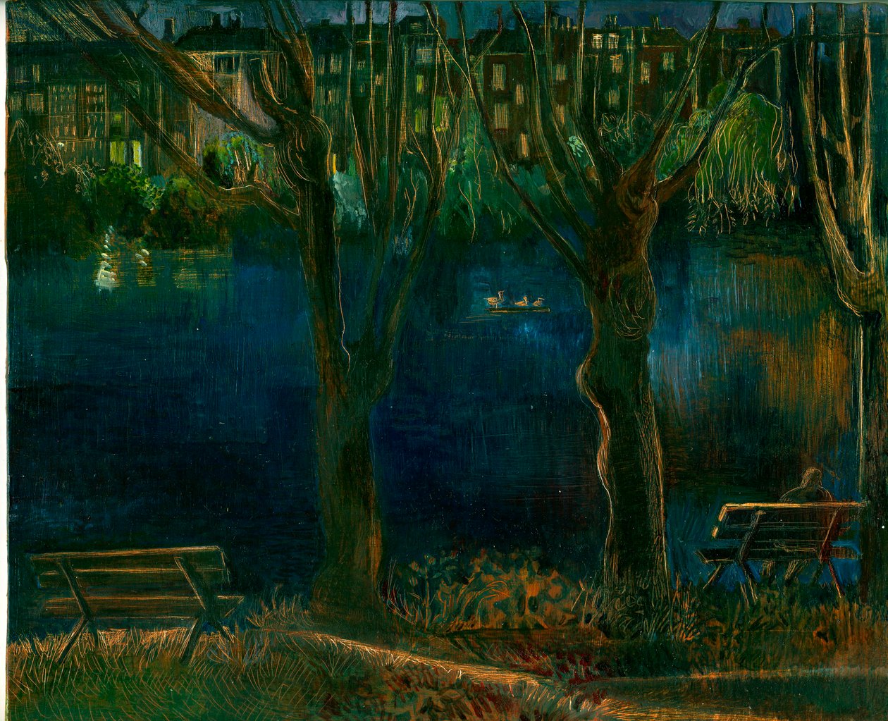 El estanque; South End Green, 2011 (óleo sobre tabla) de Mary Kuper