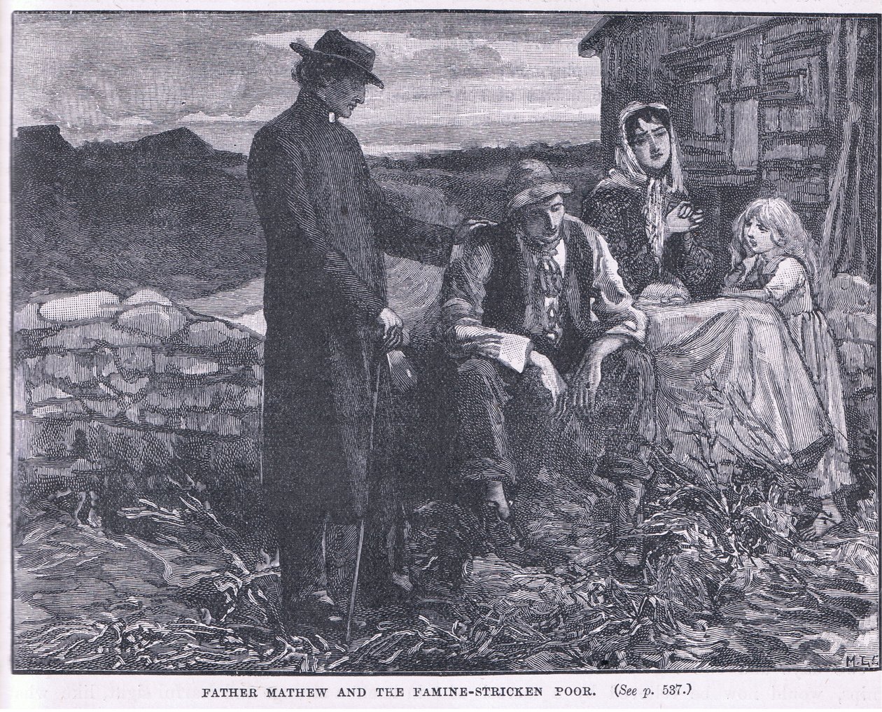 Padre Matthew y los pobres hambrientos, 1845 de Mary L. Gow